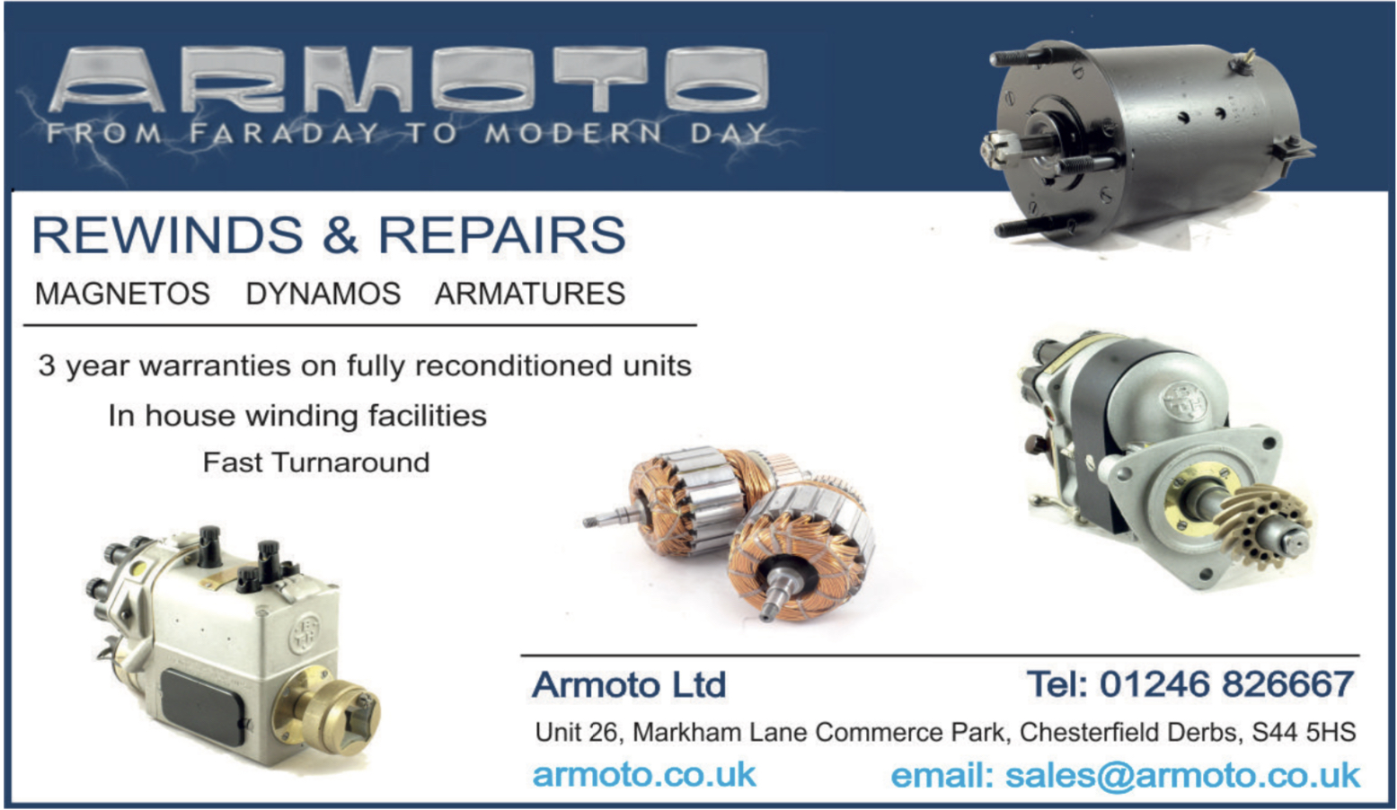 Armoto - Rewinds: Armatures, Alternators, Magnetos and Coil Winding