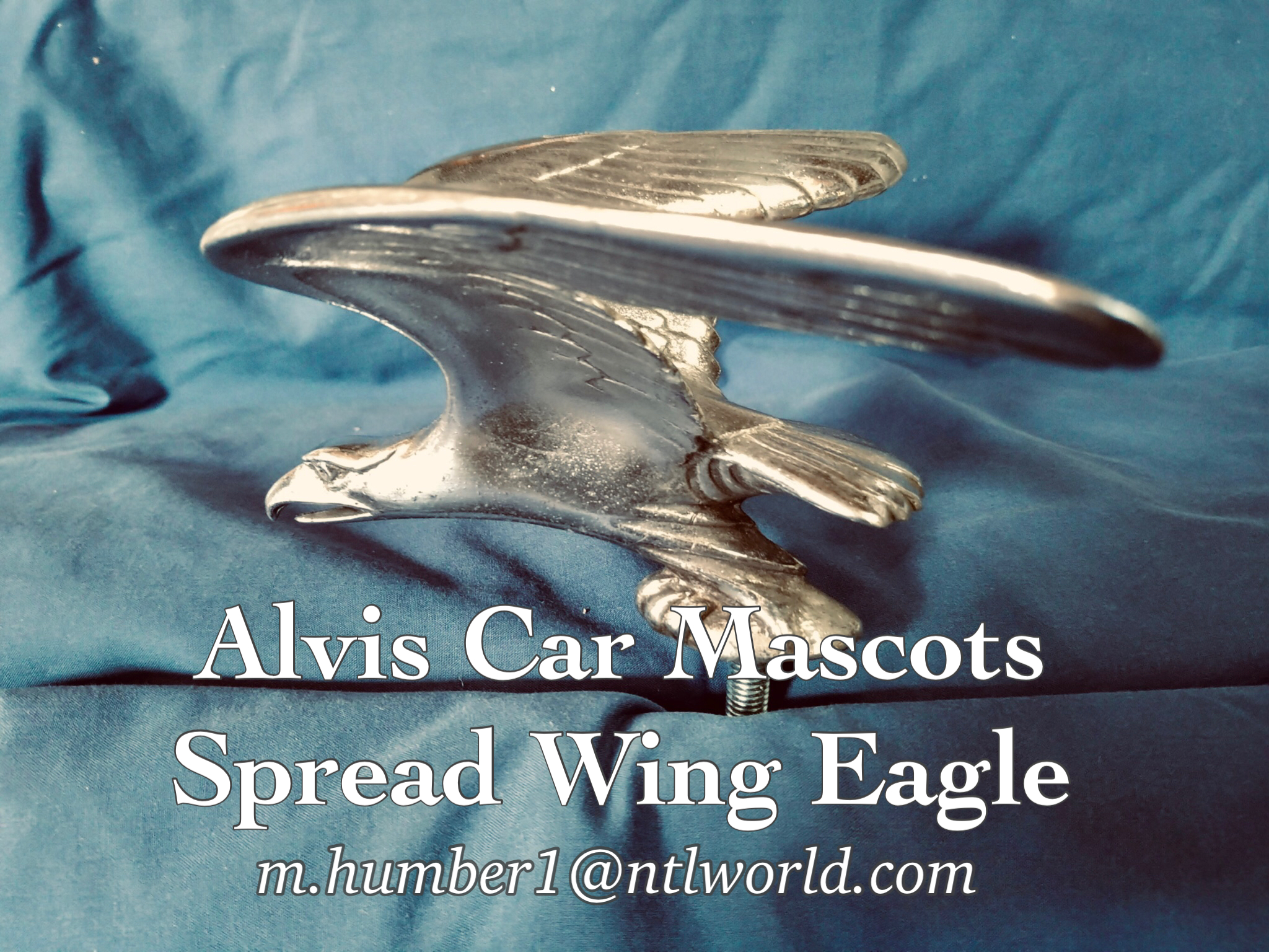 Alvis Car Mascots  - Alvis Speed Eagle Mascot, silver eagle, spread wing, auto.Emblem